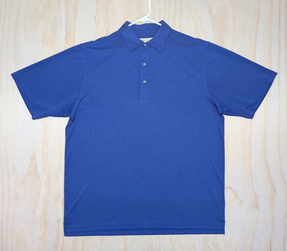 Donald Ross Men's Large Polo Golf Shirt Blue Short Sleeve Performance Stretch